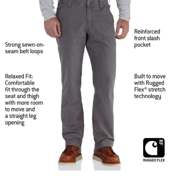 CARHARTT Rugged Flex Rigby Dungaree Pants in Khaki Beige Size 34 - Picture 9 of 10